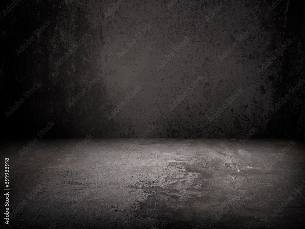 Concrete Wall Background Scene Dark Empty Room with Cement Floor with space for text or image