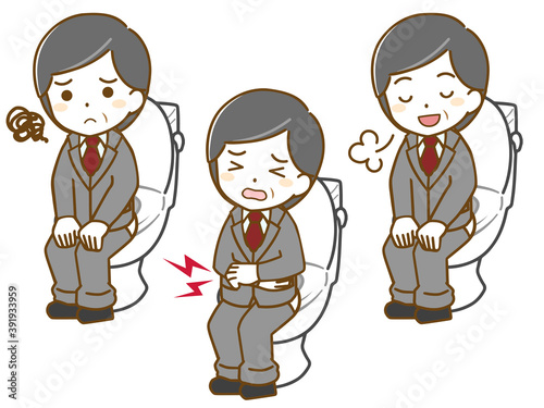 スーツを着た中年男性のトイレ