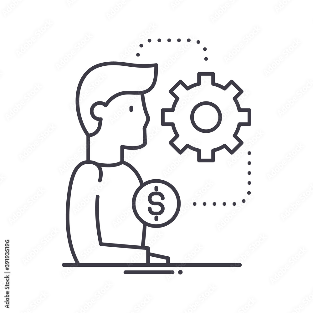 Management icon, linear isolated illustration, thin line vector, web design sign, outline concept symbol with editable stroke on white background. Management icon, linear isolated illustration, thin line vector, web design sign, outline concept symbol with editable stroke on white background.