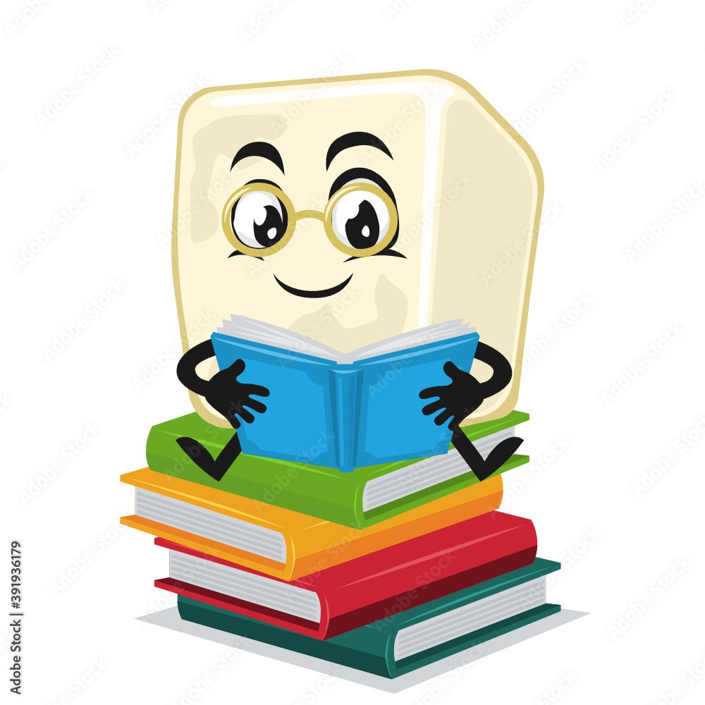 vector illustration of tofu mascot or character reading book vector illustration of tofu mascot or character reading book