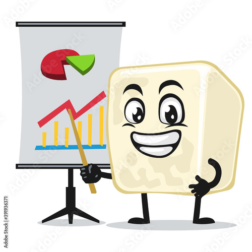 vector illustration of tofu mascot or character presentation with prov
