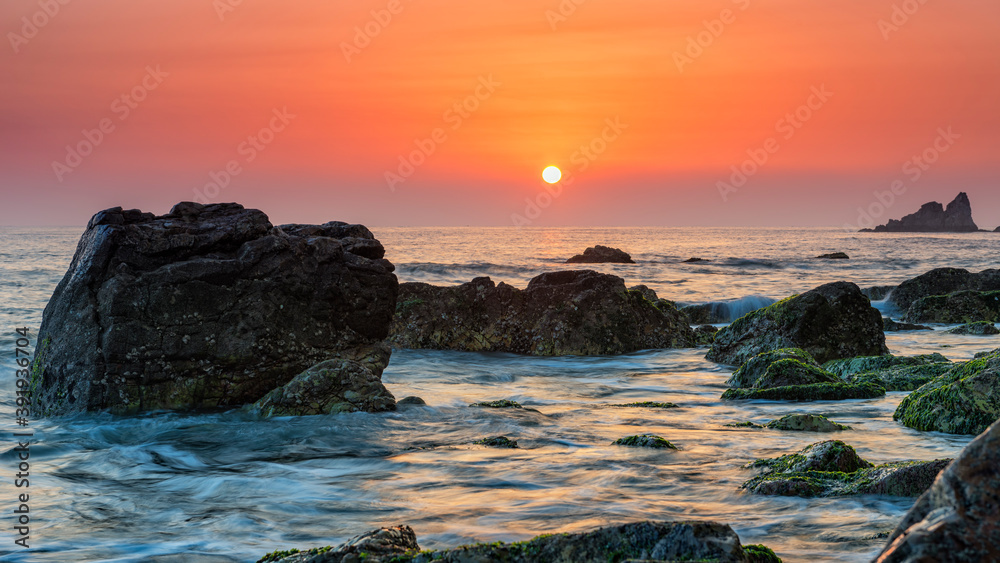 Sunrise over the sea, beautiful coastal scenery