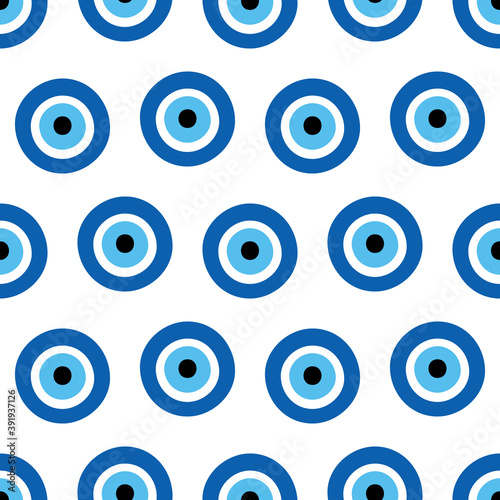 Nazar amulet. Evil eye sign, symbol, icon vector seamless pattern background.
