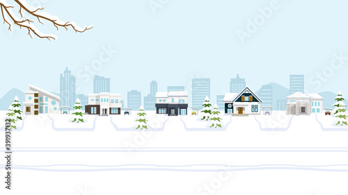 Winter suburb townscape