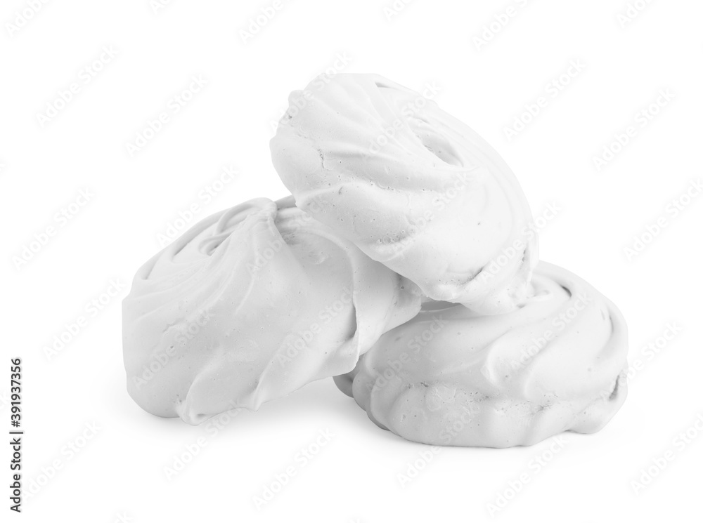 Meringue cookie isolated. Sweet crispy pink twisted meringue on white background. Meringue cookie isolated. Sweet crispy pink twisted meringue on white background.