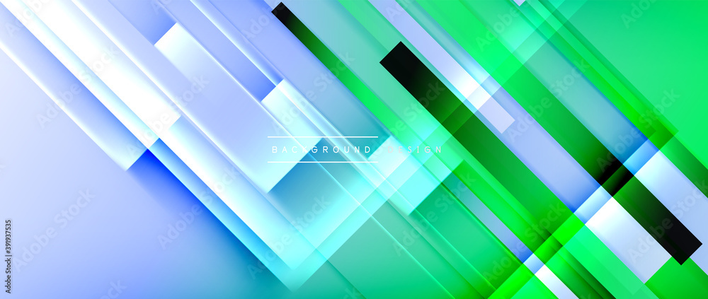 Obraz premium Dynamic lines on fluid color gradient. Trendy geometric abstract background for your text, logo or graphics