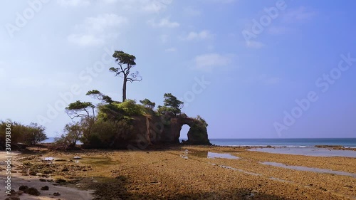 Lakshmanpur beach no 2 and the famous natural coral bridge during lowtide on Neil island, Andaman and Nicobar islands, India. photo