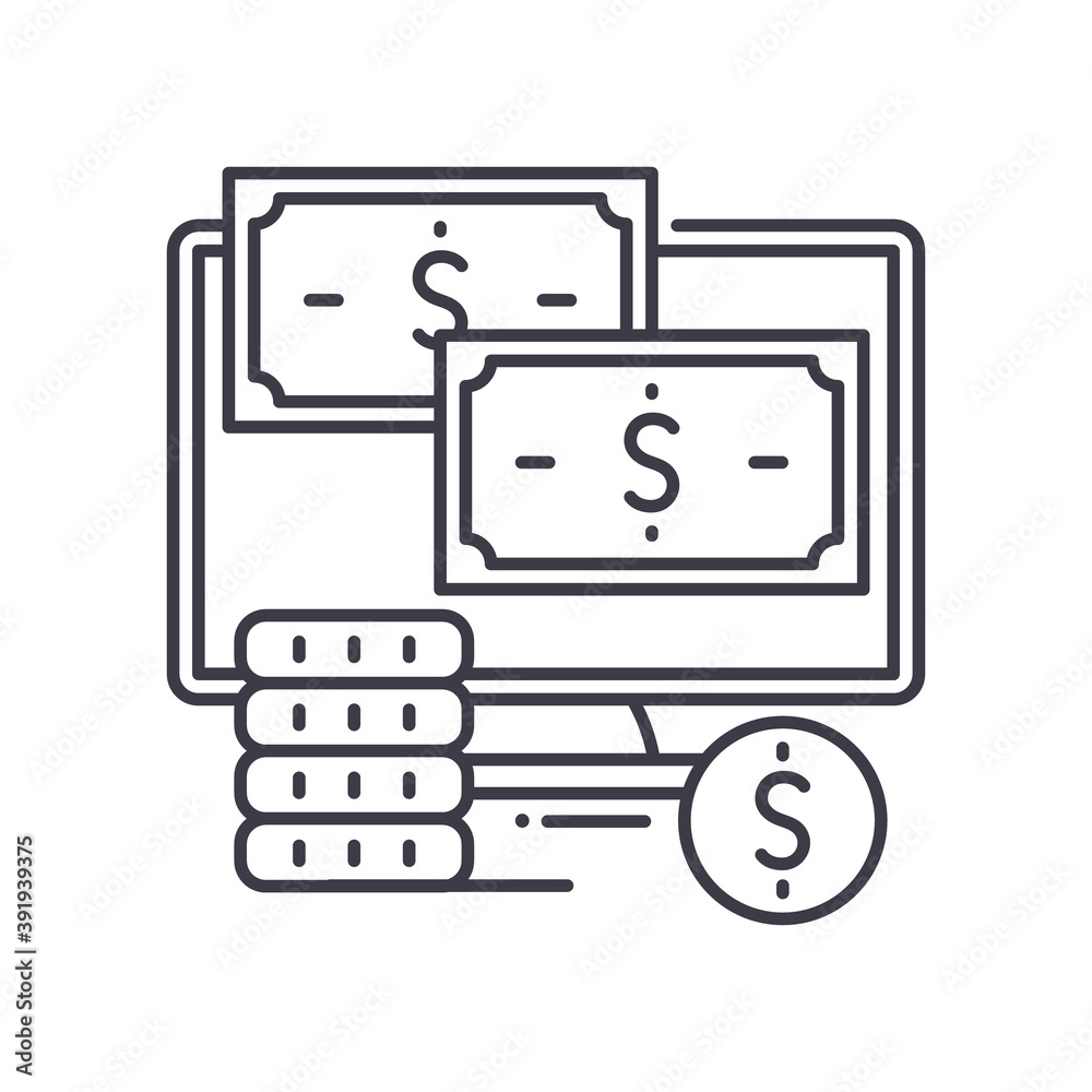 Making money concept icon, linear isolated illustration, thin line vector, web design sign, outline concept symbol with editable stroke on white background. Making money concept icon, linear isolated illustration, thin line vector, web design sign, outline concept symbol with editable stroke on white background.