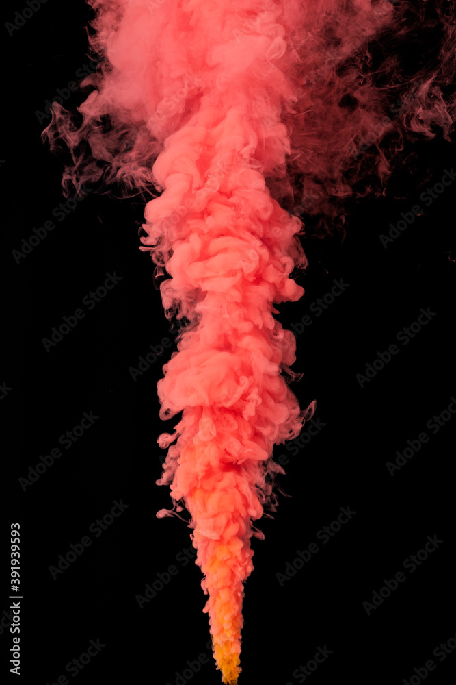 Coral red smoke effect on a black background