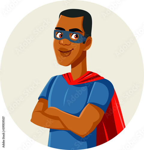 African Male Superhero Wearing Cape and a Mask
