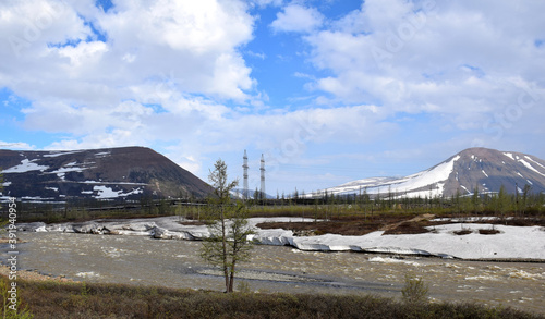 landscape with river and mountains