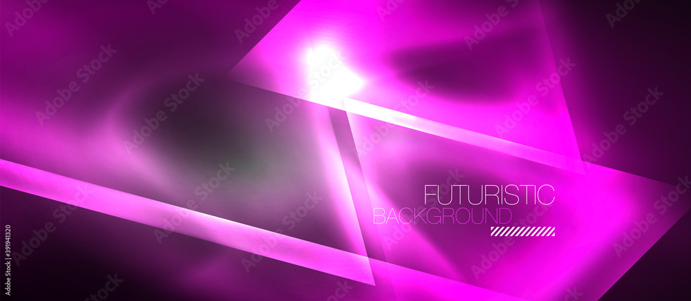 Neon geometric abstract background. Triangles with color glowing light effects in the dark. Vector illustration for covers, banners, flyers and posters and other Neon geometric abstract background. Triangles with color glowing light effects in the dark. Vector illustration for covers, banners, flyers and posters and other