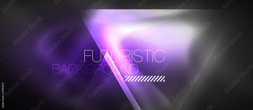 Neon geometric abstract background. Triangles with color glowing light effects in the dark. Vector illustration for covers, banners, flyers and posters and other Neon geometric abstract background. Triangles with color glowing light effects in the dark. Vector illustration for covers, banners, flyers and posters and other
