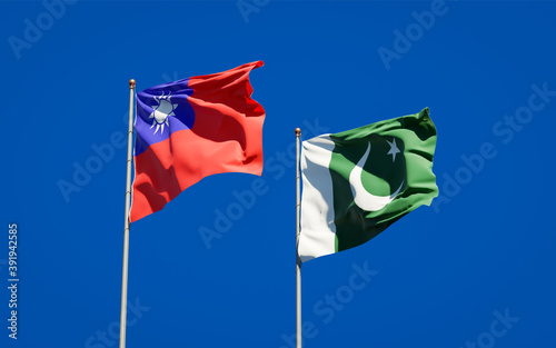 Beautiful national state flags of Pakistan and Taiwan.