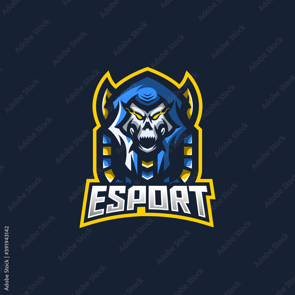 Skull Anubis esport gaming mascot logo template for streamer team. esport logo design with modern illustration concept style for badge, emblem and tshirt printing