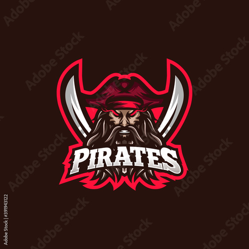 Pirates esport gaming mascot logo template for streamer team. esport logo design with modern illustration concept style for badge, emblem and tshirt printing