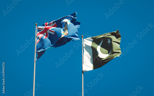 Beautiful national state flags of Falkland Islands and Pakistan.