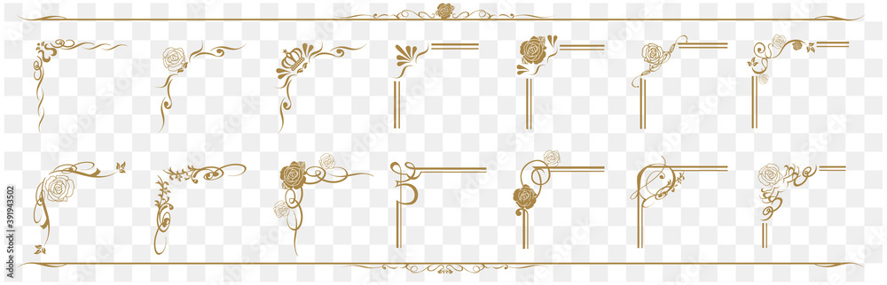 decorative gold frame set Vector
 - obrazy, fototapety, plakaty 
