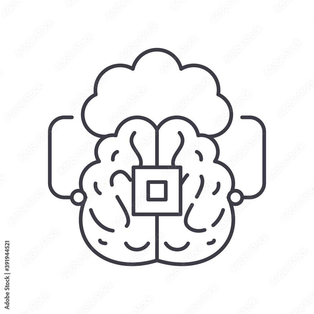 Machine learning icon, linear isolated illustration, thin line vector, web design sign, outline concept symbol with editable stroke on white background. Machine learning icon, linear isolated illustration, thin line vector, web design sign, outline concept symbol with editable stroke on white background.
