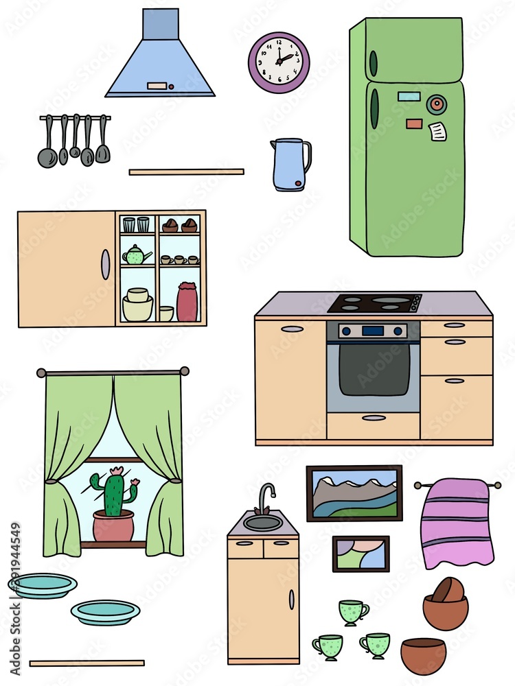 set of kitchen icons