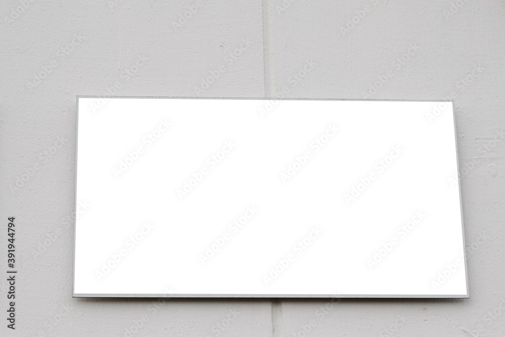 blank square empty white sign board on facade building modern architect blank square empty white sign board on facade building modern architect