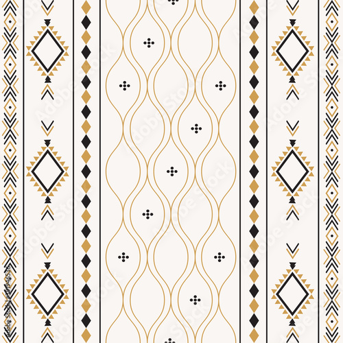 Aztec tribal ethnic seamless pattern with geometric shapes