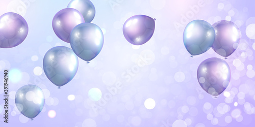 purple balloons fame concept design template holiday Happy Day, background Celebration Vector illustration.