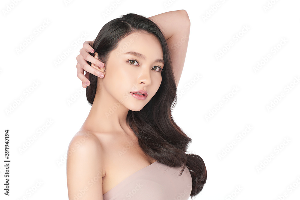 Beautiful young asian woman with clean fresh skin on white background, Face care, Facial treatment, Cosmetology, beauty and spa, Asian women portrait Beautiful young asian woman with clean fresh skin on white background, Face care, Facial treatment, Cosmetology, beauty and spa, Asian women portrait