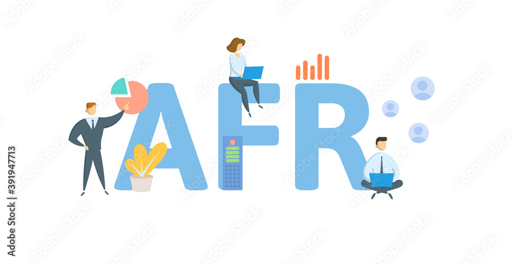 AFR, Applicable Federal Rate. Concept with keywords, people and icons. Flat vector illustration. Isolated on white background.