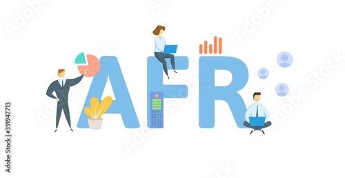 AFR, Applicable Federal Rate. Concept with keywords, people and icons. Flat vector illustration. Isolated on white background.