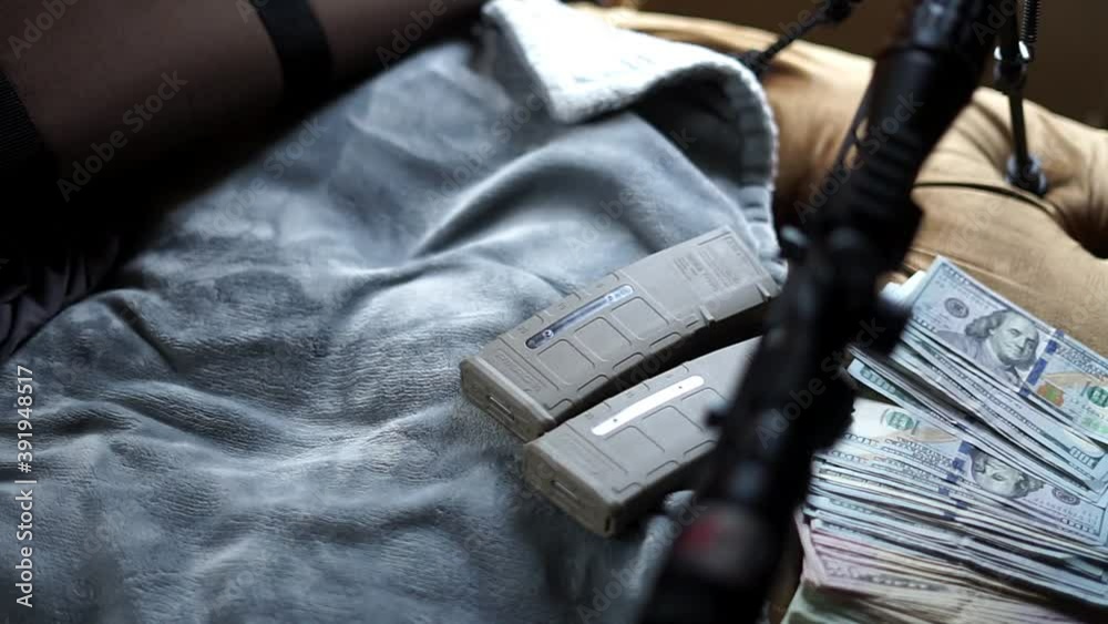 AR-15 accompanied with Magazines and Money