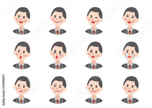 丸アイコン_年配のビジネスマン　（主線なしフラット）