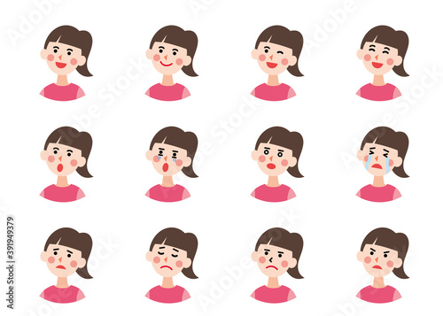 丸アイコン_こどもの女の子　（主線なしフラット）