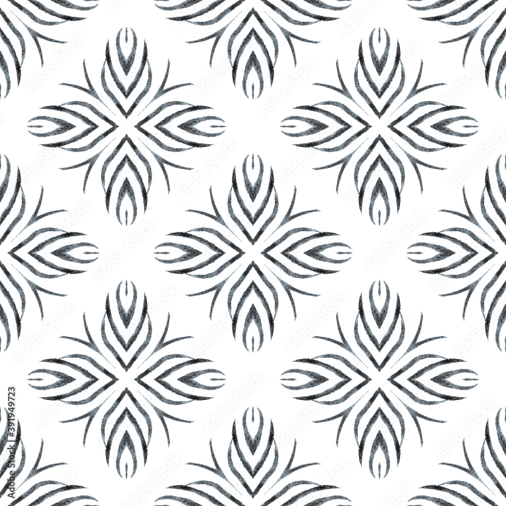 Medallion seamless pattern. Black and white 