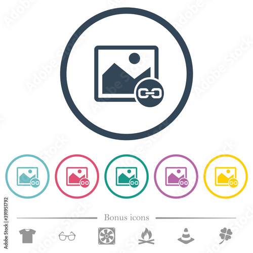 Link image flat color icons in round outlines