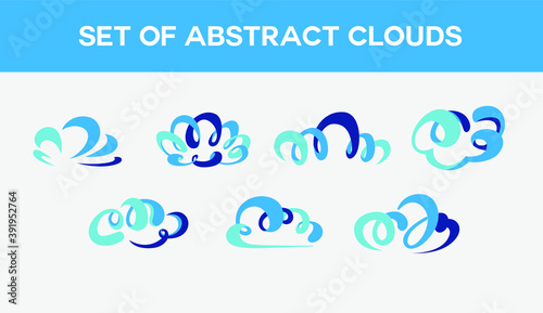 set of digital transfer cloud icon logo in line art style. technology data storage concept logo template