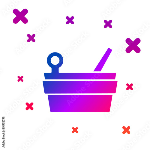 Color Sauna bucket and ladle icon isolated on white background. Gradient random dynamic shapes. Vector.