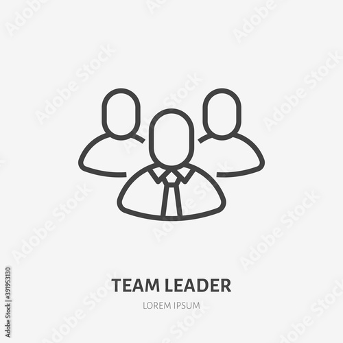 Team leader line icon, vector pictogram of employer with employee. Businessman stroke sign for company