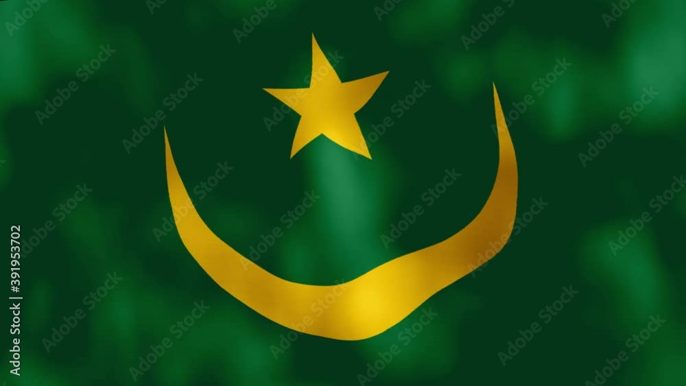 Flag of Mauritania waving in wind. Realistic animation with Mauritanian flag Flag of Mauritania waving in wind. Realistic animation with Mauritanian flag