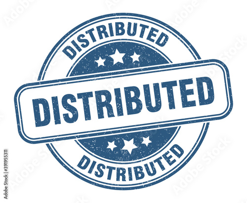 distributed stamp. distributed label. round grunge sign