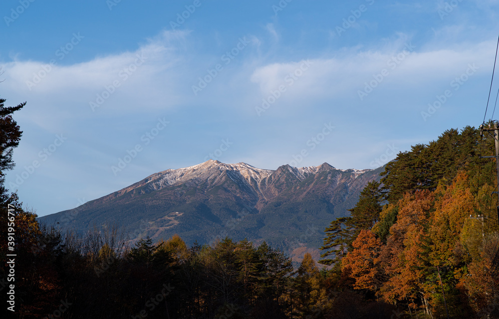 秋の開田高原　紅葉と御嶽山