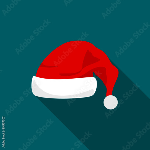 Santa Claus Hat. Christmas and New Year Red Hat Isolated on Background