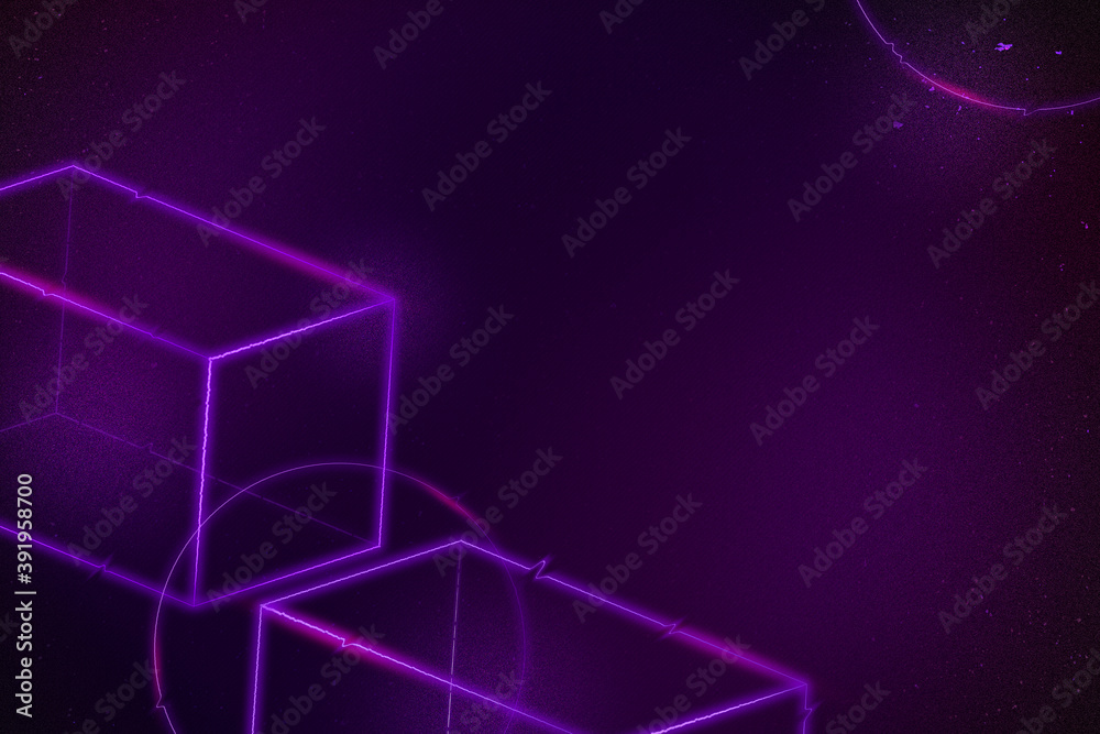 Geometric purple neon 3D cuboid background Geometric purple neon 3D cuboid background