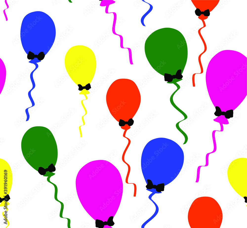 Naklejka premium Abstract Hand Drawing Colorful Balloons Repeating Vector Pattern Isolated Background