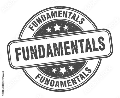 fundamentals stamp. fundamentals label. round grunge sign