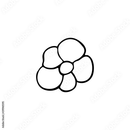 Flower drawn in doodle style. Drawn by hand. Isolated circuit. Vector. Decor element