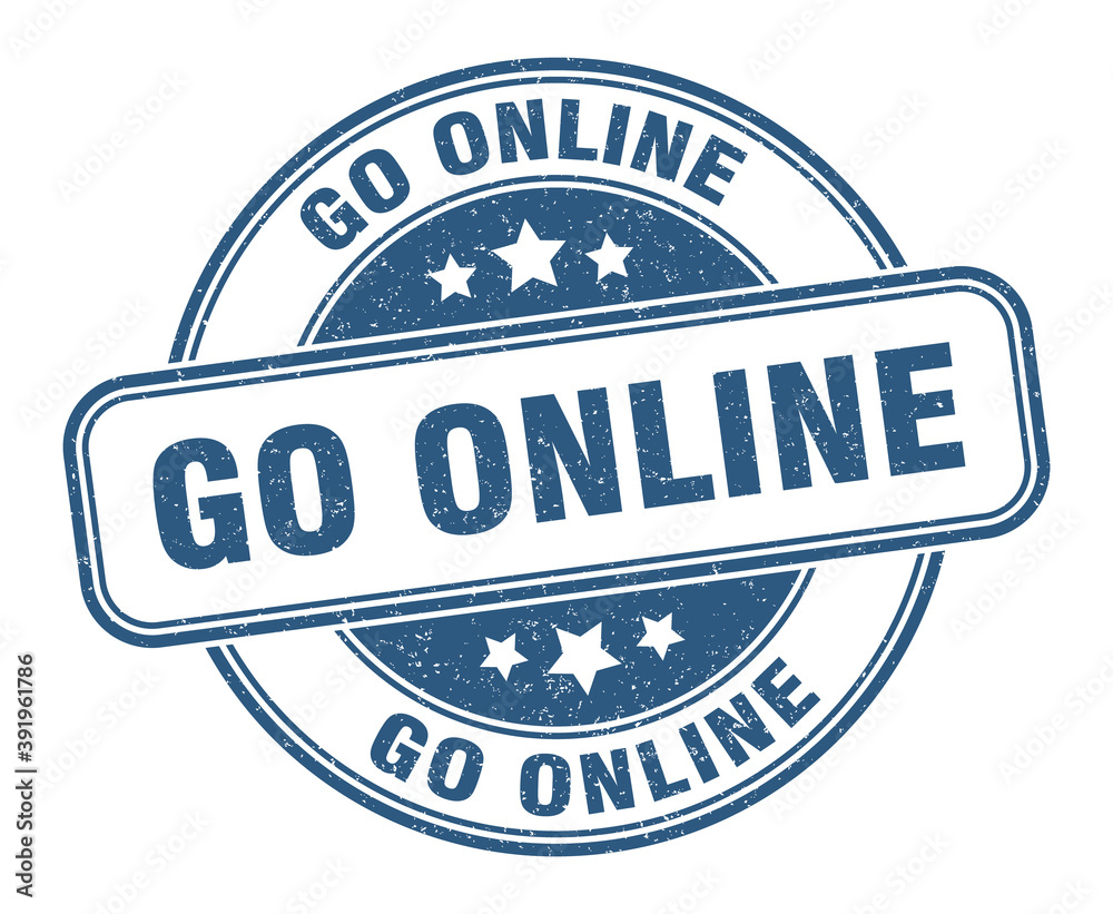 go online stamp. go online label. round grunge sign go online stamp. go online label. round grunge sign