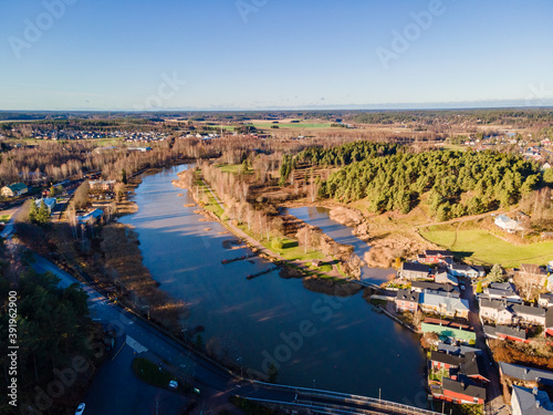 Aerial view of Old town of Porvoo in Finland. 