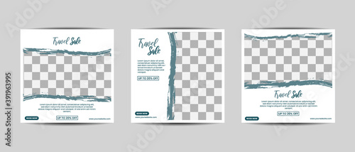Travel sale social media post template bundle design
