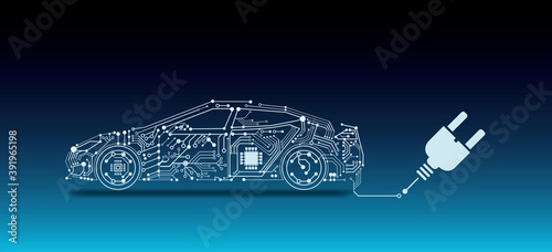 Tesla e-car illustration 